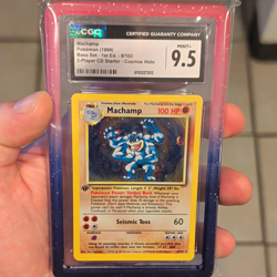 WOTC Pokemon TCG 1999 Base Set Machamp 8/102 Holo 1st Edition CGC 9.5 ENG SWIRLU - Image 1