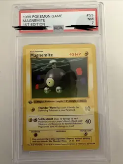 1999 Pokemon Base Set Shadowless Magnemite 1st Ed 53/102 PSA 7 - Image 2