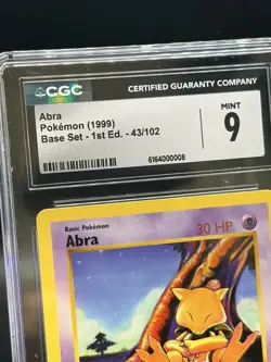 CGC 9 MINT Abra 43/102 1st Edition Shadowless Base Set Pokemon Card - Image 3