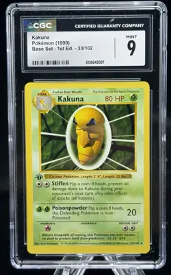 Kakuna #33 1st Edition Base Set 1999 Pokemon Game CGC 9 🍃 - Image 1