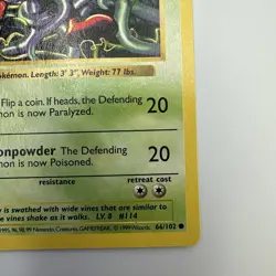 Pokemon Card 1st Edition Shadowless Tangela Base Set 66/102 - Image 5
