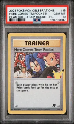 2021 POKEMON CELEBRATIONS CLASSIC COLLECTION HERE COMES TEAM ROCKET!-HOLO PSA 10 - Image 1
