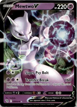 2022 Pokemon Sword & Shield - Pokemon GO Mewtwo V Basic/Rare Holo V #30 - Image 1