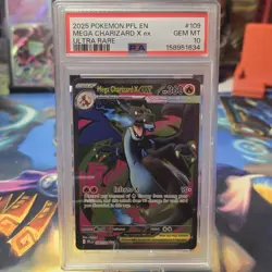 Pokemon TCG Mega Charizard X ex Me02 Phantasmal Flames 109/094 Holo EN PSA 10 - Image 1