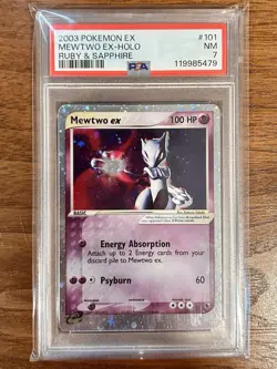 2003 POKEMON EX RUBY & SAPPHIRE MEWTWO EX #101/109 HOLO ULTRA RARE PSA 7 - Image 1
