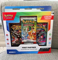Pokemon TCG First Partner Illustration Collection Series 3 Box, 3 Promo Cards - Image 1