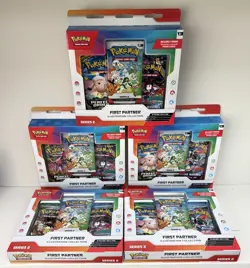 Lot of 5 Pokemon TCG First Partner Illustration Collection Box Series 2 Sealed - Image 1