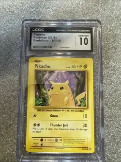 Pokemon Pikachu 2016 XY Evolutions Card 35/108 Regular, Cgc Graded Mint Gem - Image 1