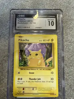 Pokemon Pikachu 2016 XY Evolutions Card 35/108 Regular, Cgc Graded Mint Gem - Image 2