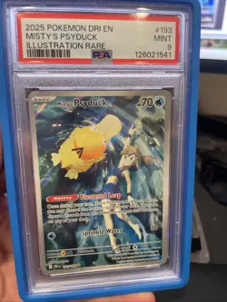 Misty's Psyduck 2025 Pokemon Card PSA 9 #193 with Graded Guard PSA 9 - Image 1