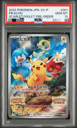 PSA 10 Pikachu 001/SV-P Pokemon SV Promo Japanese 2022 Scarlet Violet - Image 1