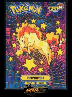 Pokemon: Card Tops Pokedex Database 2024 - RAPIDASH #78 - Gold foil Holo (Peru) - Image 1