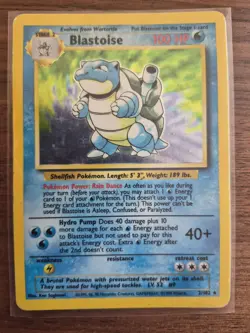 Blastoise Holo Pokemon Card 2/102 Base Set WOTC 1999 Rare Shiny Lightly Played - Image 1