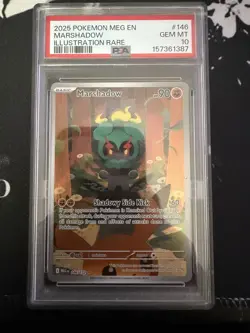 PSA 10 Marshadow Illustration Rare 146/132 ME01 Mega Evolution EN Holo 2025 - Image 1
