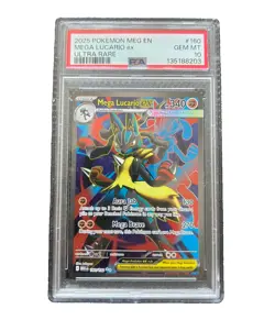 2025 POKEMON MEGA EVOLUTION ULTRA RARE #160 MEGA LUCARIO EX PSA 10 - Image 1