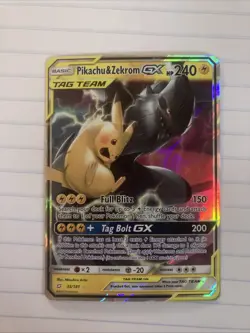 Pikachu & Zekrom Tag Team GX Holo Card 33/181 Sun and Moon - Image 1
