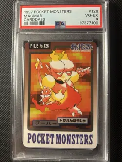 Bandai Pocket Monsters 1997 Magmar Carddass File No.126 Japanese PSA 4 Pokemon - Image 1