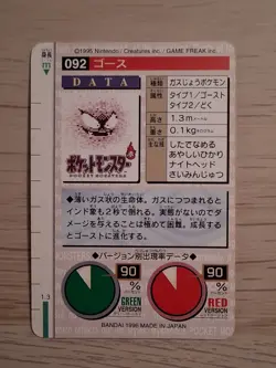 Gastly No. 092 Carddass Red Monsters Collection 1996 Pokemon Japanese - Image 2