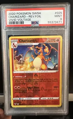 Pokemon SWSH Vivid Voltage Charizard 025/185 Reverse Holo English PSA 9 - Image 1