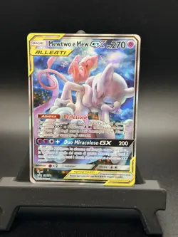 Mewtwo & Mew GX SM191 Italian Sun & Moon Tag Team Alt Art Promo Pokemon Card NM - Image 1