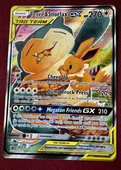 💤 Eevee & Snorlax GX SM169 Tag Team Sun & Moon Black Star Promo Pokemon Card - Image 1
