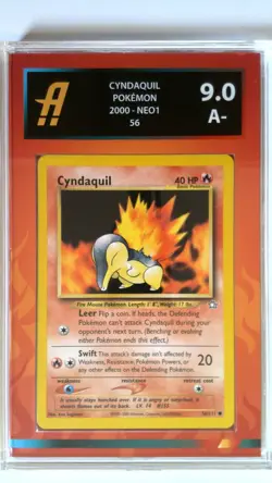Pokemon Card Cyndaquil (56) Neo Genesis Graded Ambr 9.0 Red and Orange Flames - Image 3