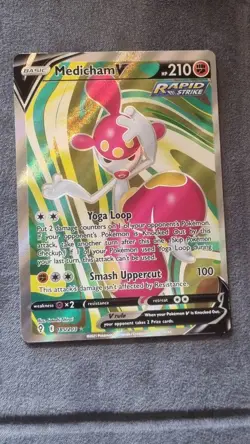 Pokemon TCG Medicham V Evolving Skies 185/203 Holo Ultra Rare - Image 1