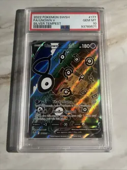 Pokemon Unown v TCG Full Art Ultra Rare Holo Card Silver Tempest 177/195 Psa10 - Image 1
