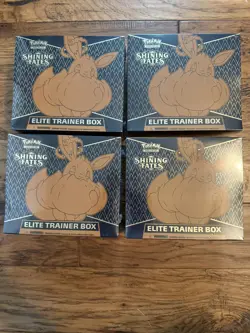 Lot of 4 Pokemon TCG Shining Fates Elite Trainer Box ETB Factory Sealed 820650808173 - Image 1