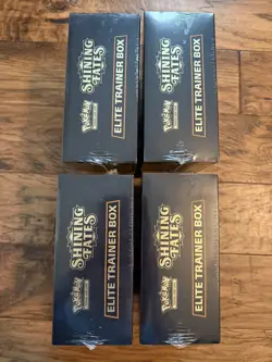 Lot of 4 Pokemon TCG Shining Fates Elite Trainer Box ETB Factory Sealed 820650808173 - Image 3