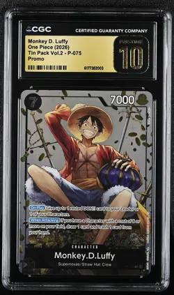 2026 ONE PIECE MONKEY D. LUFFY PROMO P-075 TIN PACK VOL.2 CGC 10 PRISTINE - Image 1