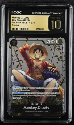 2026 ONE PIECE MONKEY D. LUFFY PROMO P-075 TIN PACK VOL.2 CGC 10 PRISTINE - Image 1
