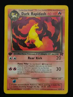 1st Edition Dark Rapidash 44/82 Team Rocket Pokemon Card WOTC TCG 2000 - Image 1
