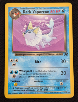 Dark Vaporeon 45/82 Team Rocket Unlimited Pokemon Card WOTC TCG - Image 1