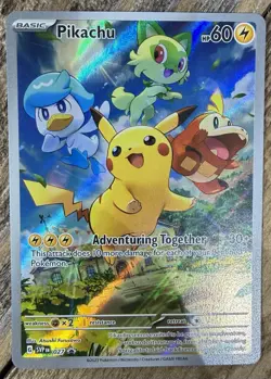 Pokemon Pikachu TCG Scarlet & Violet Promo Holo Card SVP027 Black Star NM - Image 1