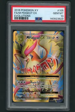 2016 Pokemon XY Evolutions Mega M Pidgeot EX #105 Full Art PSA 10 GEM MINT - Image 1