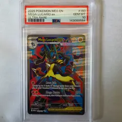 2025 Pokemon Mega Lucario ex Full Art Ultra Rare #160/132 PSA 10 Gem Mint - Image 1