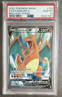 Pokemon TCG Charizard V Full Art Holo 153/172 Brilliant Stars Ultra Rare PSA 10 - Image 1
