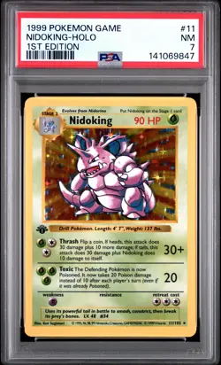1999 POKEMON BASE SET 1ST EDITION #11 NIDOKING-HOLO PSA 7 - Image 1