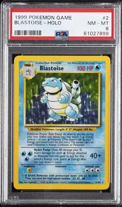 1999 POKEMON BASE SET UNLIMITED #2 BLASTOISE-HOLO PSA 8 - Image 1