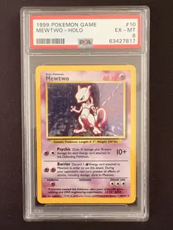1999 Pokemon Base Set Mewtwo 10/102 Holo Unlimited PSA 6 WOTC - Image 1