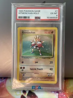 Pokemon TCG Hitmonchan Base Set Holo Unlimited Rare Card 7/102 PSA 6 - Image 1