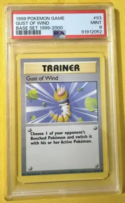 1999 Pokemon Base Set Gust of Wind #93 PSA 9 Mint WOTC Vintage Trainer Card - Image 1