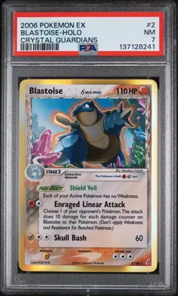 Pokemon 2006 Crystal Guardians Blastoise Delta 2/100 Holo PSA 7 NM VINTAGE - Image 1