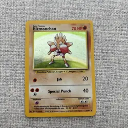 Pokemon TCG Hitmonchan 7/102 Base Set Holo Rare Card WOTC Vintage - Image 1