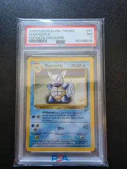 2000 POKEMON BASE SET 2 W STAMP TOP DECK MAGAZINE #63 WARTORTLE PSA 7 - Image 1