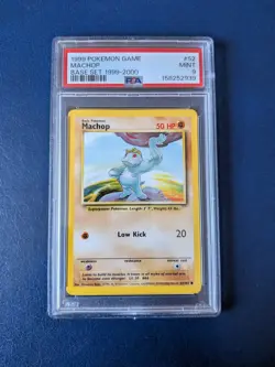 Pokemon TCG Machop 52/102 Base Set Unlimited 1999-2000 WOTC Vintage Card PSA 9 - Image 1