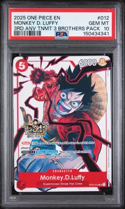 2025 ONE PIECE 3RD ANNIVERSARY TOURNAMENT 3 BROTHERS PACK MONKEY D. LUFFY PSA 10 - Image 1