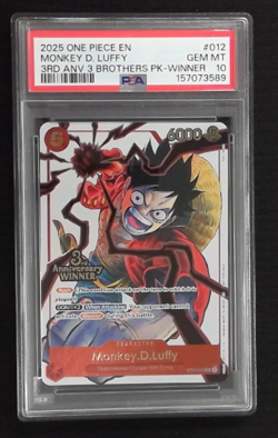 2025 ONE PIECE 3RD ANNIVERSARY TOURNAMENT 3 BROTHERS PACK MONKEY D. LUFFY PSA 10 - Image 1