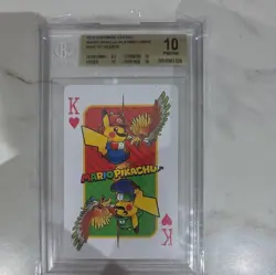 2016 King Of Hearts Center Mario Luigi Pikachu Playing Cards Pokemon BGS 10 - Image 1